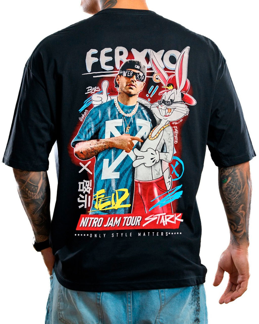 Oversize negra ferxoo bugs