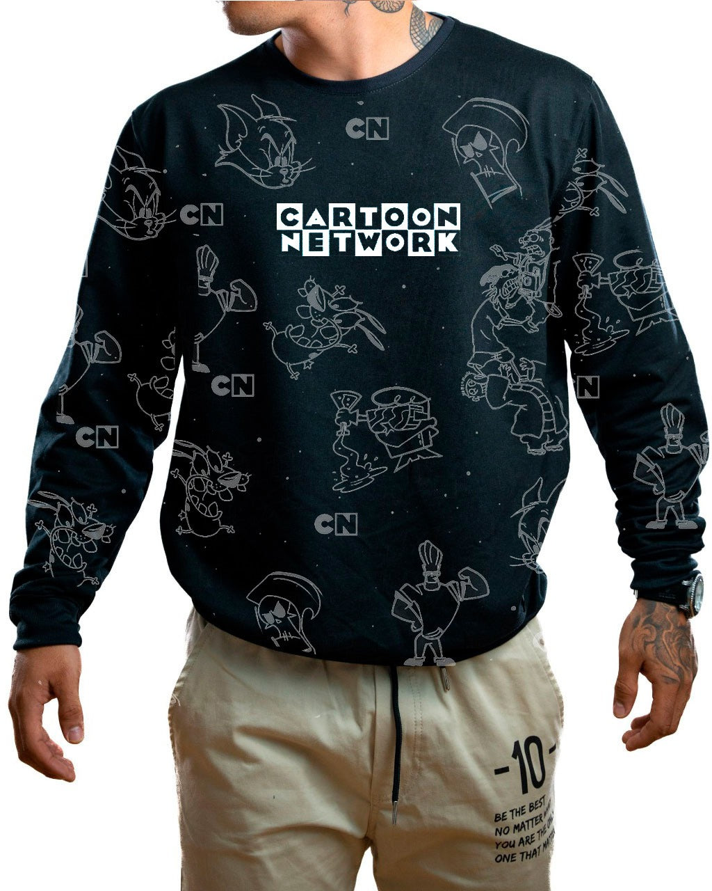 Buzo negro cartoon fondeo gris - Stark Brand