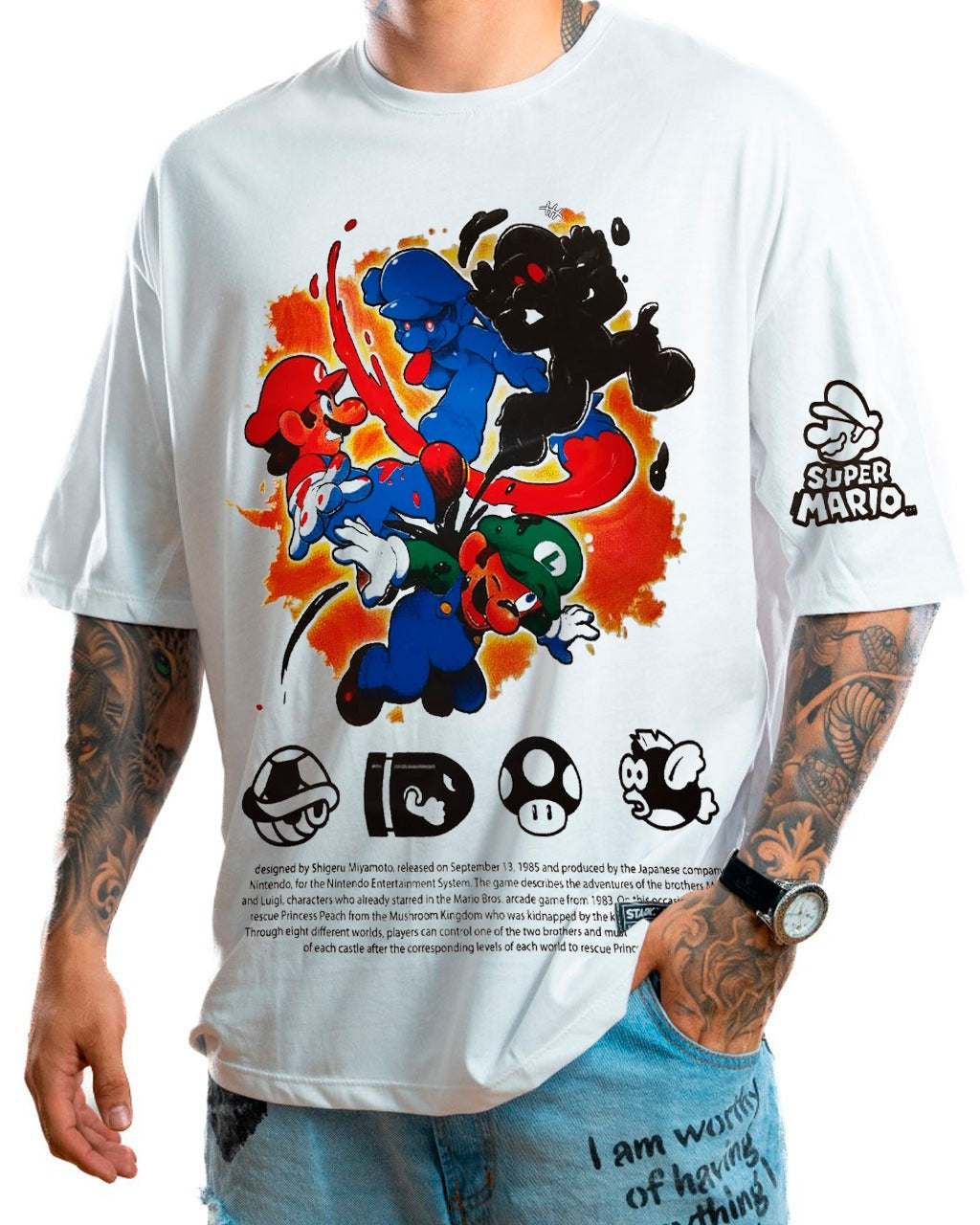 Oversize Blanca Super Mario Sombra