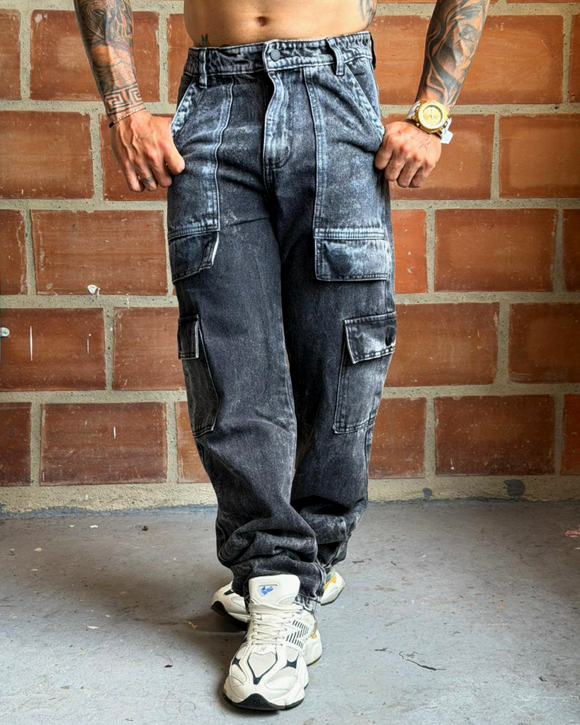 Jean Baggy carpintero grisaceo