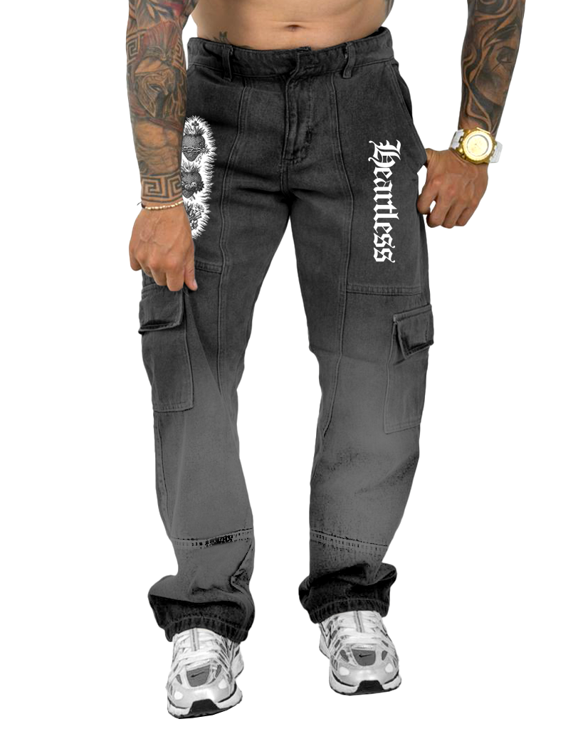 Jean Baggy Gris oscuro cortes vert stamp Cor espadas 3005