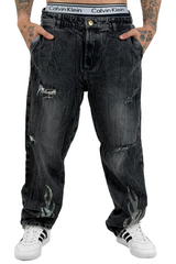 Jean baggy Negro + Rotos Piedras Llamas 2017
