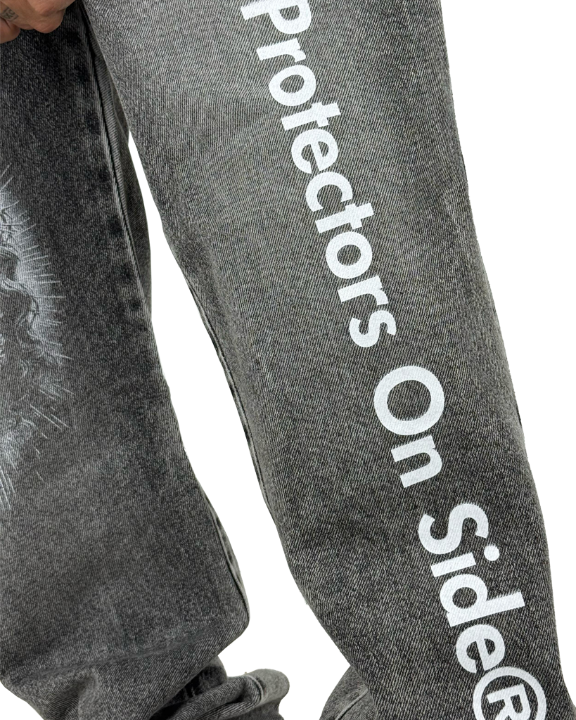 Jean Baggy Gris Claro Clasico stamp Cristo