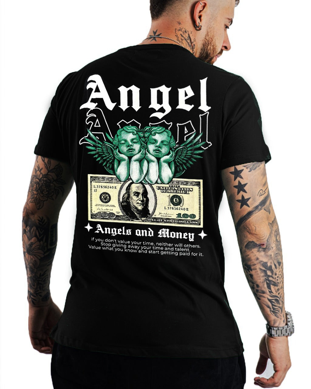 Camiseta Negra Angels And Money