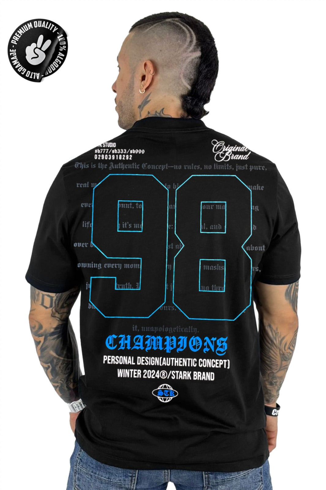 Camiseta negra Champions 98 Alto Gramaje