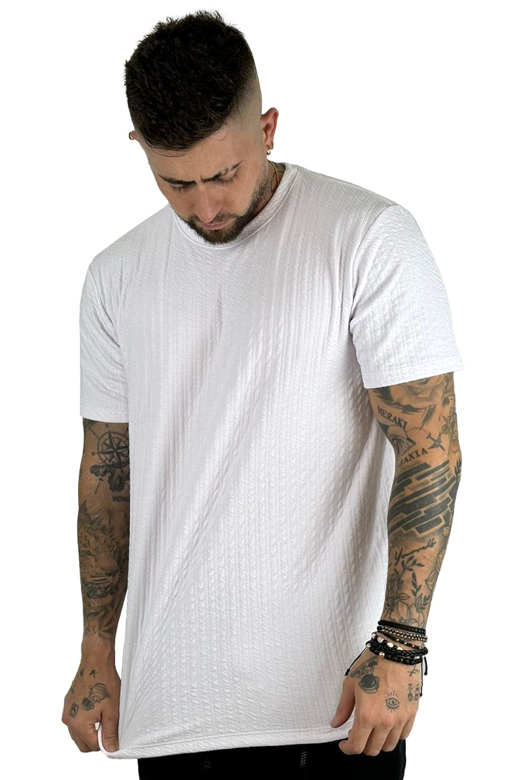 Texturizada Camiseta Blanca