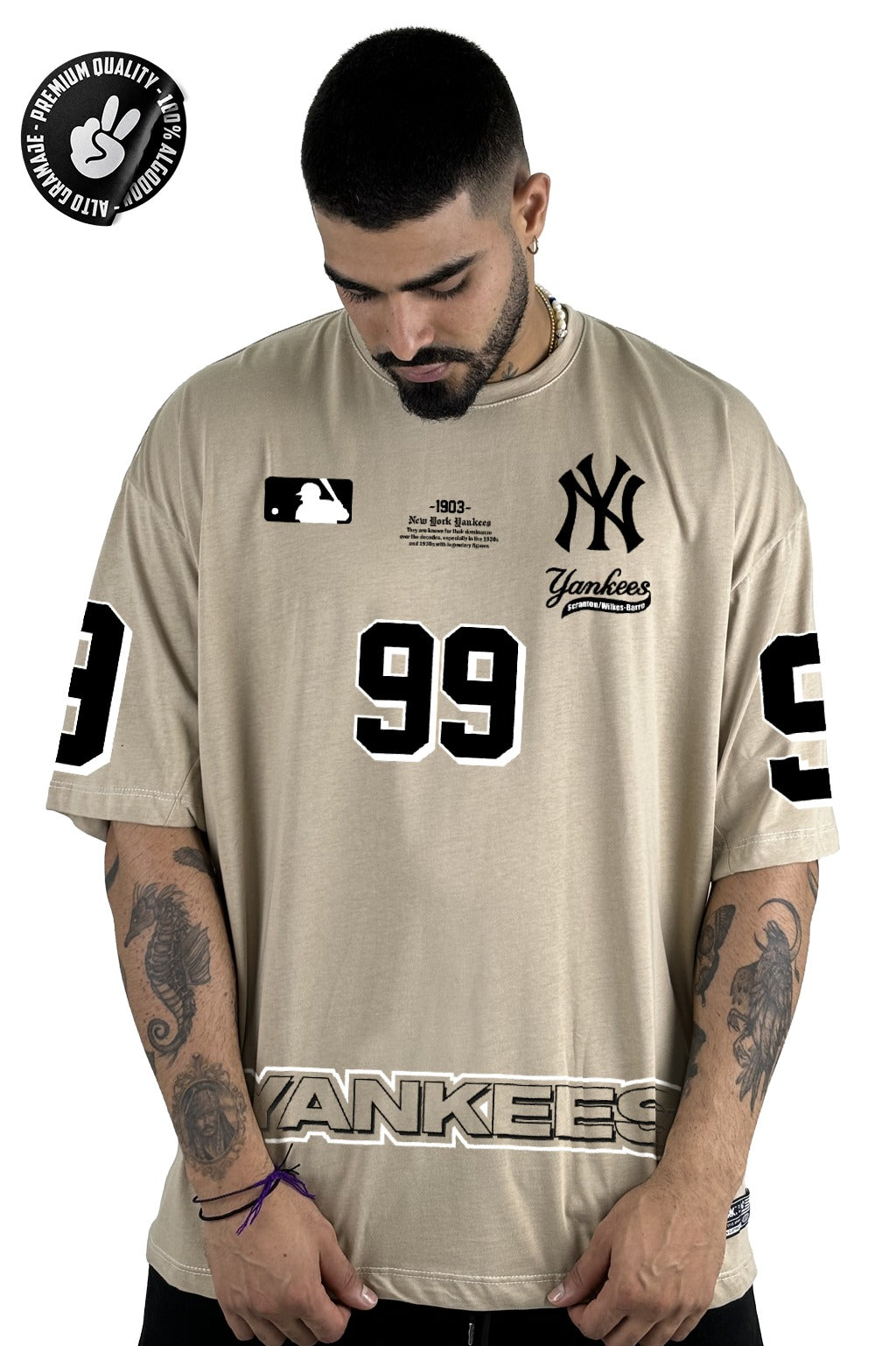 Oversize Beige Yankees 99 Alto Gramaje