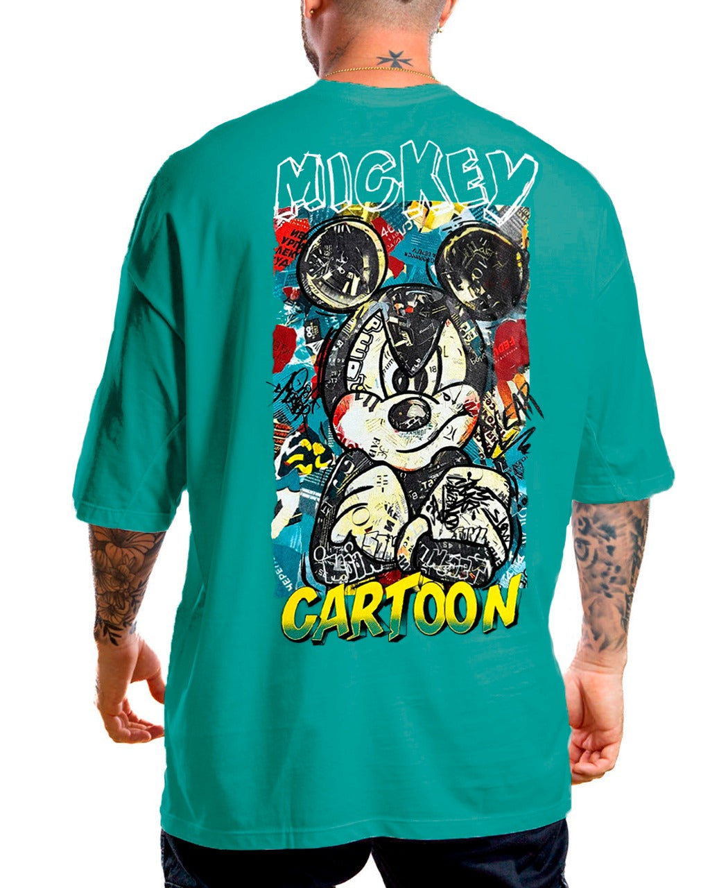 Oversize Verde Jade Mickey Cartoon