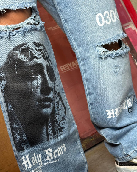 Jean Baggy azul Clasico Stamp -030 Virgen