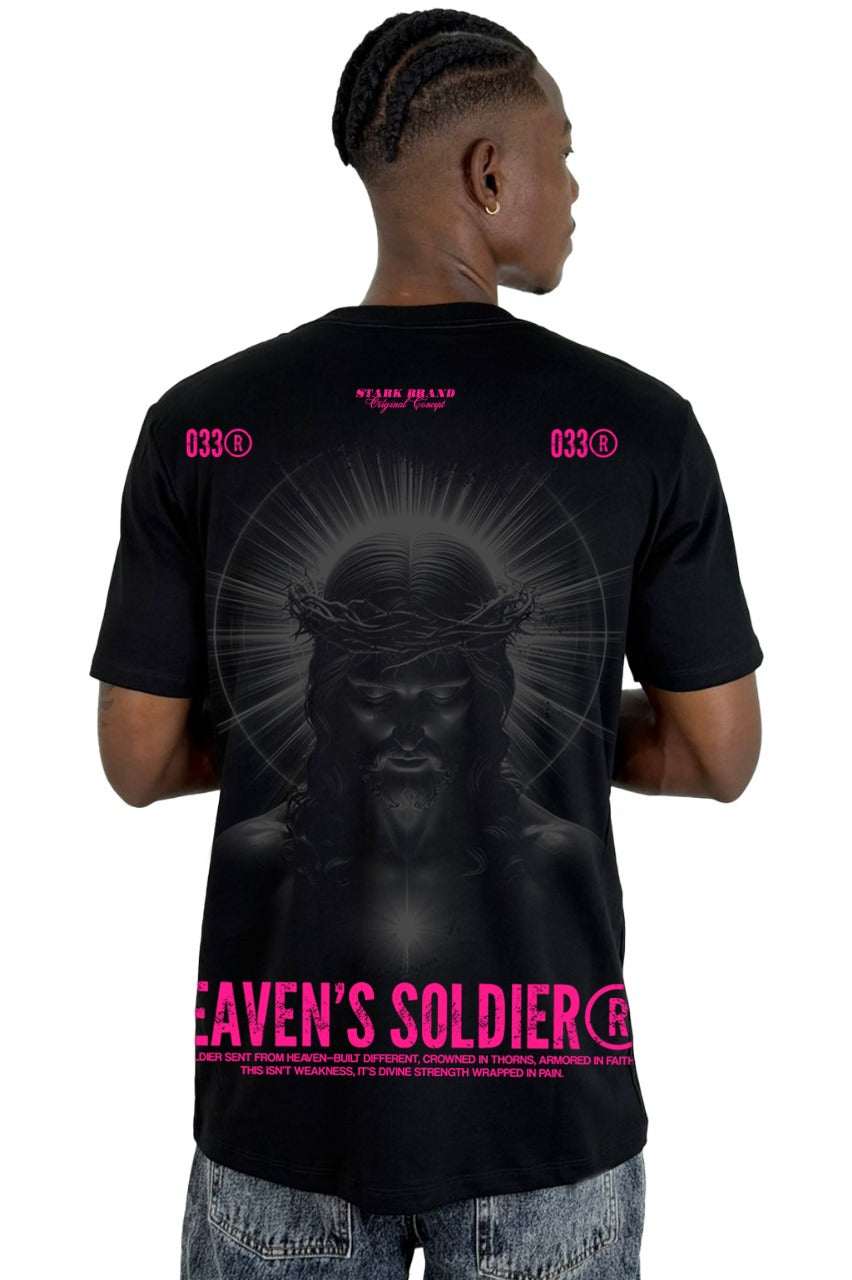 Camiseta Negra Heaven Soldier Alto Gramaje