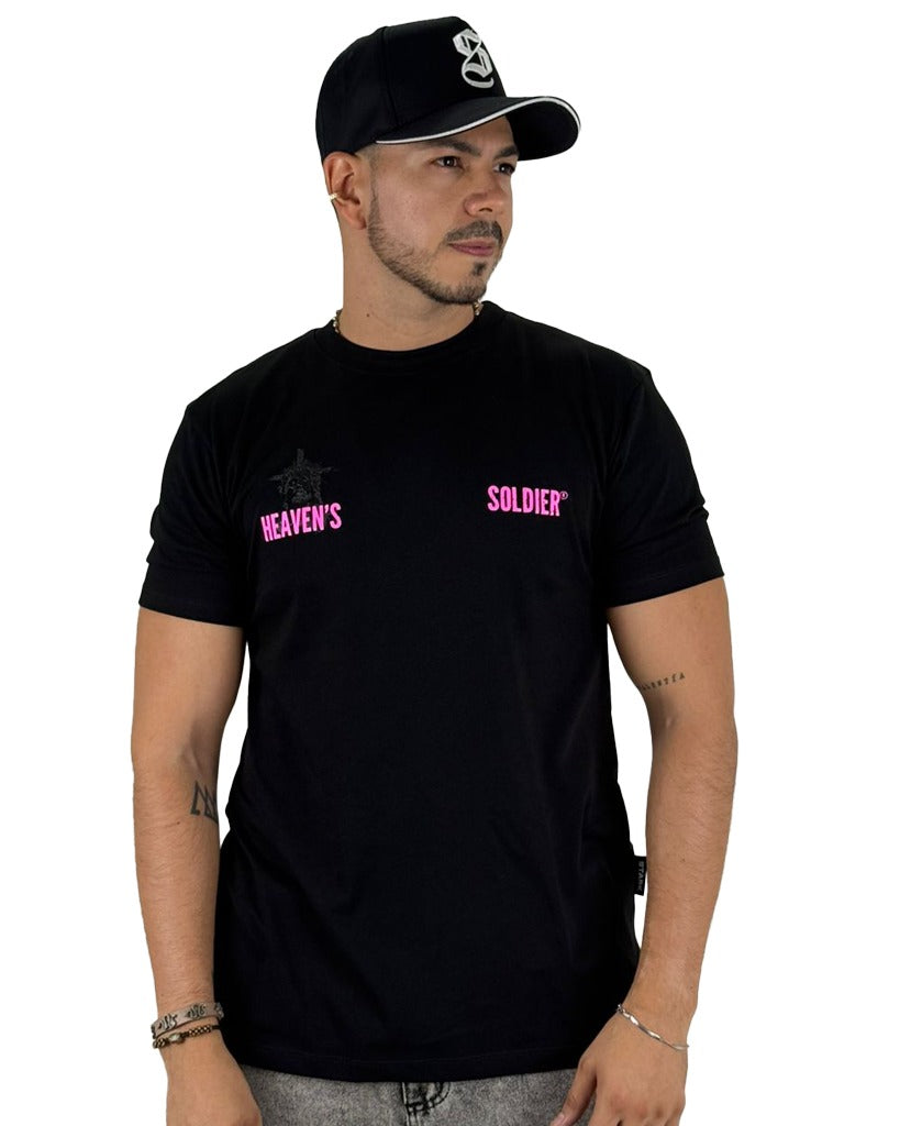 Camiseta Negra Heaven Soldier Alto Gramaje