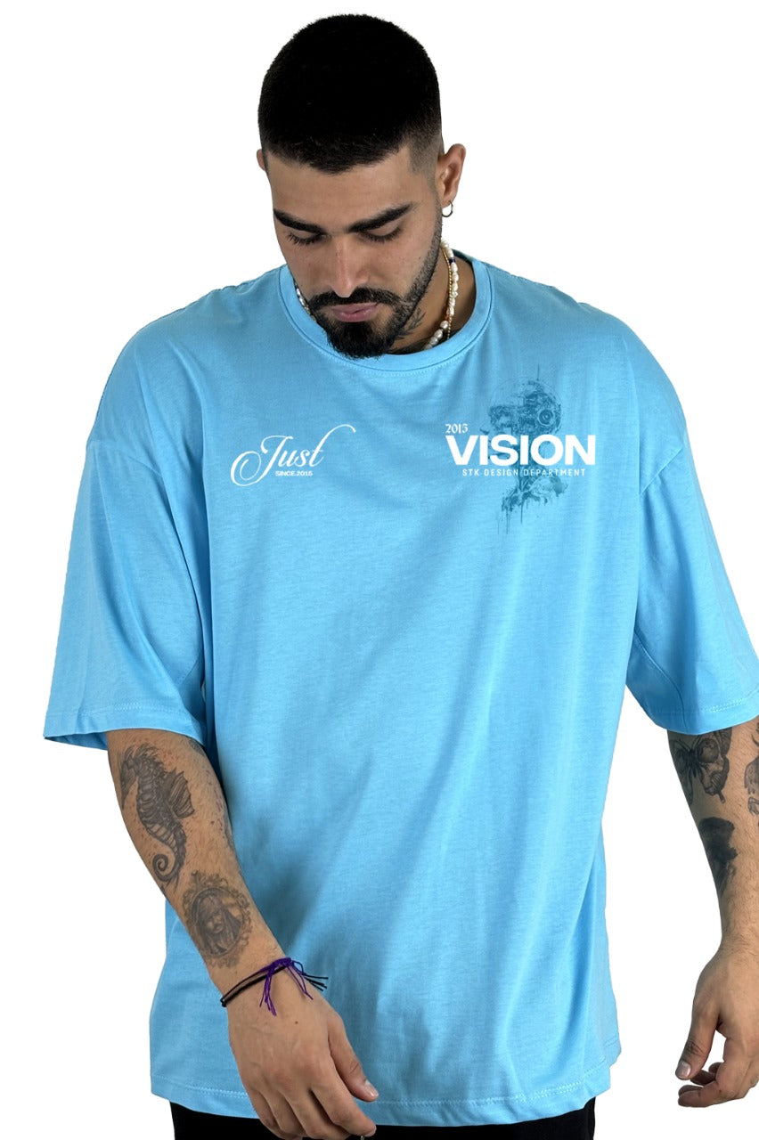 Oversize Azul  No Illusion Just Vision Alto Gramaje