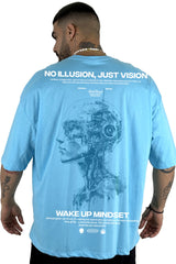 Oversize Azul  No Illusion Just Vision Alto Gramaje