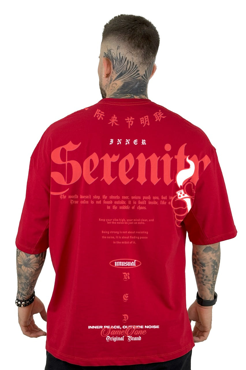 Oversize Roja Serenity Letras Chinas Alto Gramaje