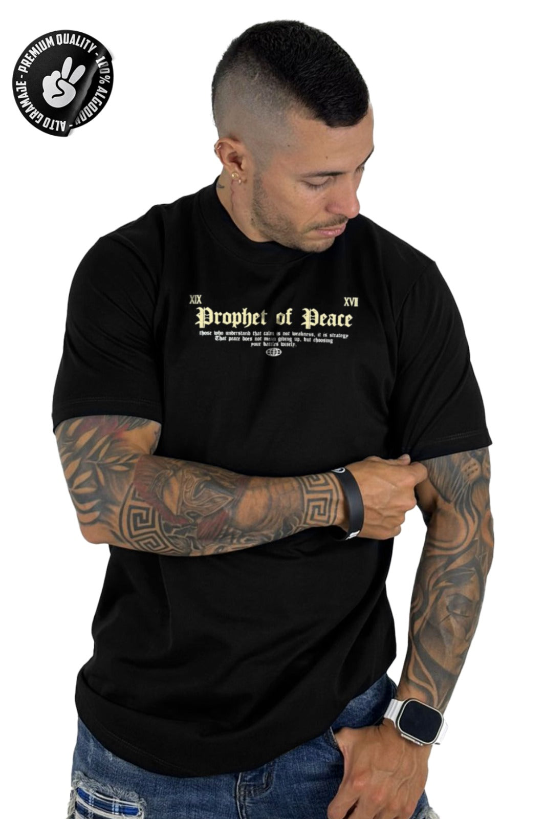 Camiseta Negra Prophet of Peace alto gramaje