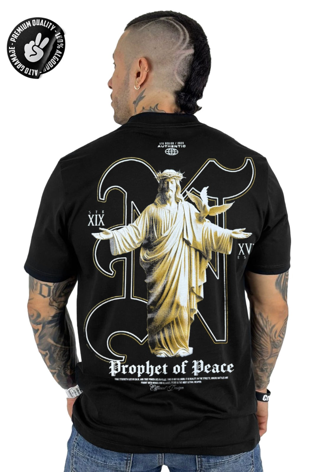 Camiseta Negra Prophet of Peace alto gramaje