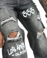 Jean Baggy Clasico Negro SAM Estampado 333