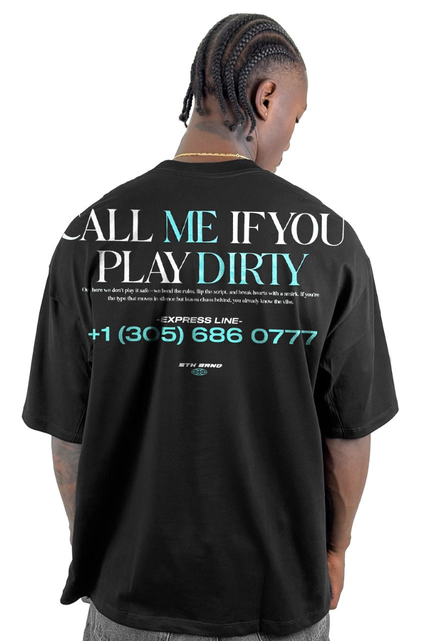 Oversize Negra Call Me If You Play  Alto Gramaje