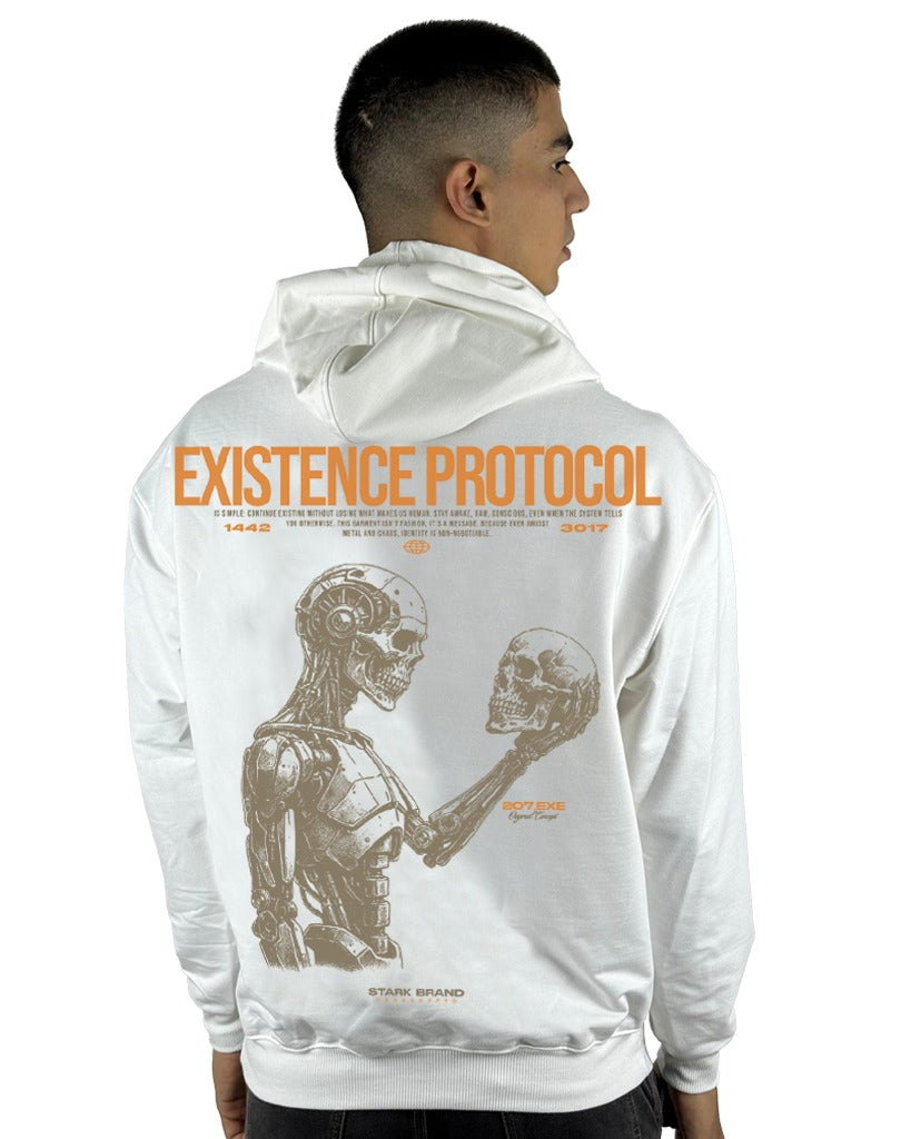 Buzo Capucha Blanco Existence Protocol