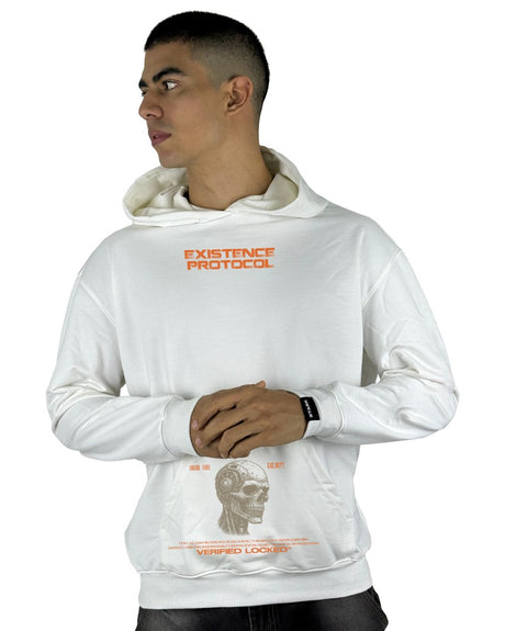 Buzo Capucha Blanco Existence Protocol