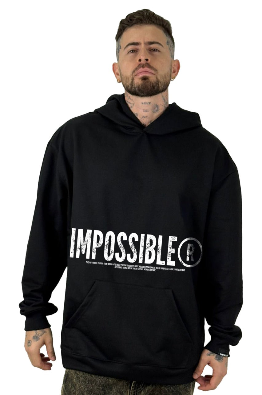 Buzo Capucha Negro Impossible  Alas