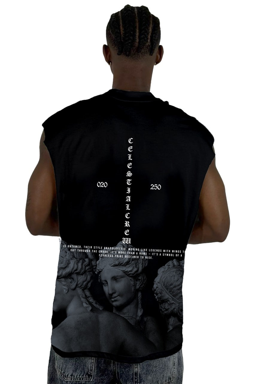 Camisilla Negra Celestial Crew Alto Gramaje