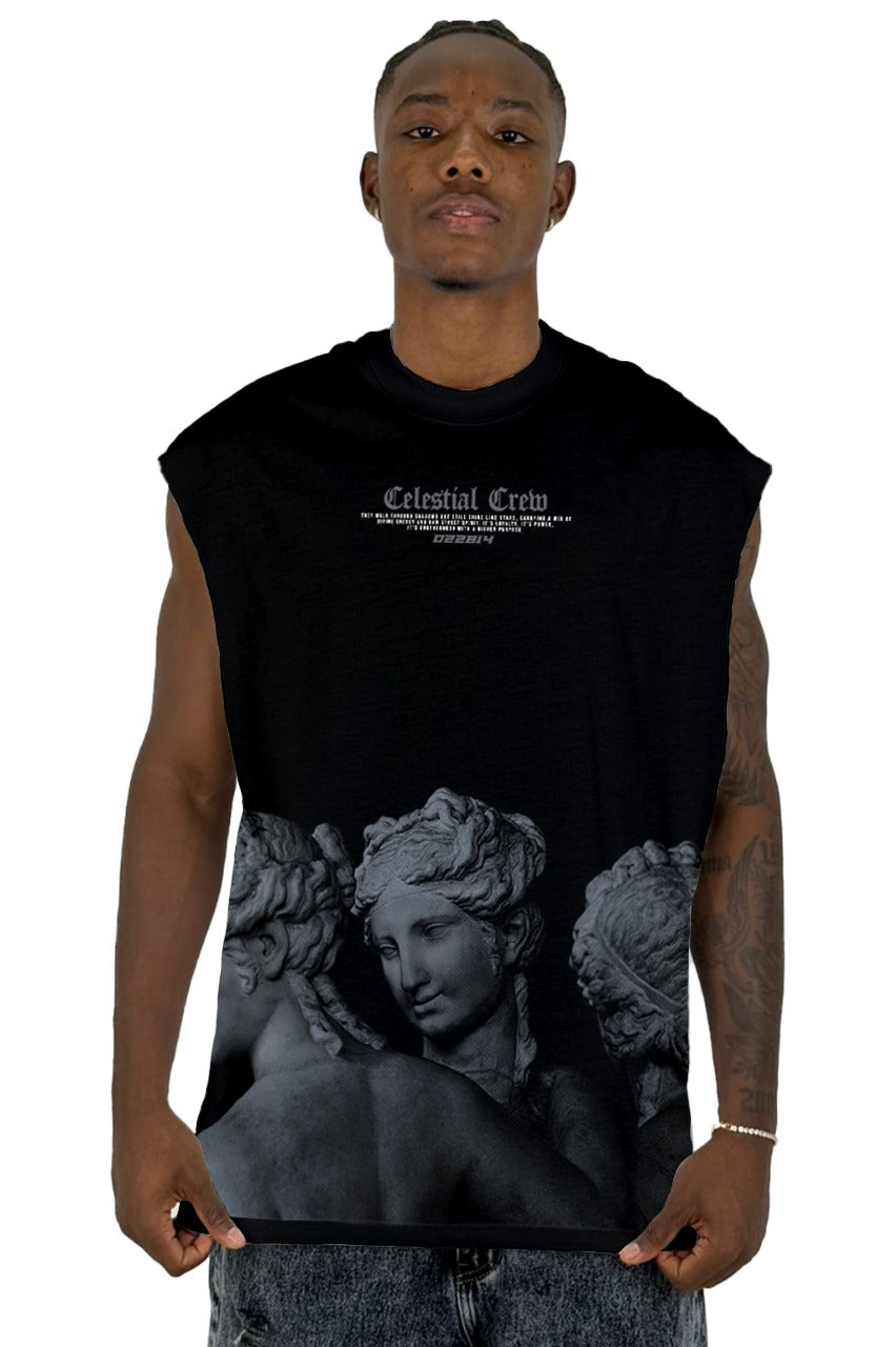 Camisilla Negra Celestial Crew Alto Gramaje