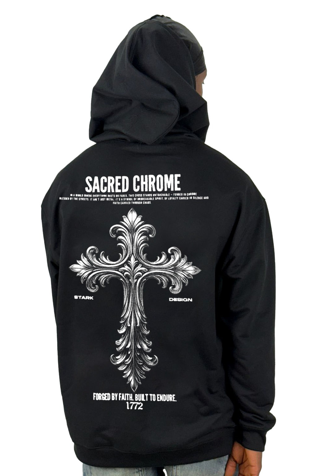 Buzo Capucha Negro Sacred Chrome Cruz