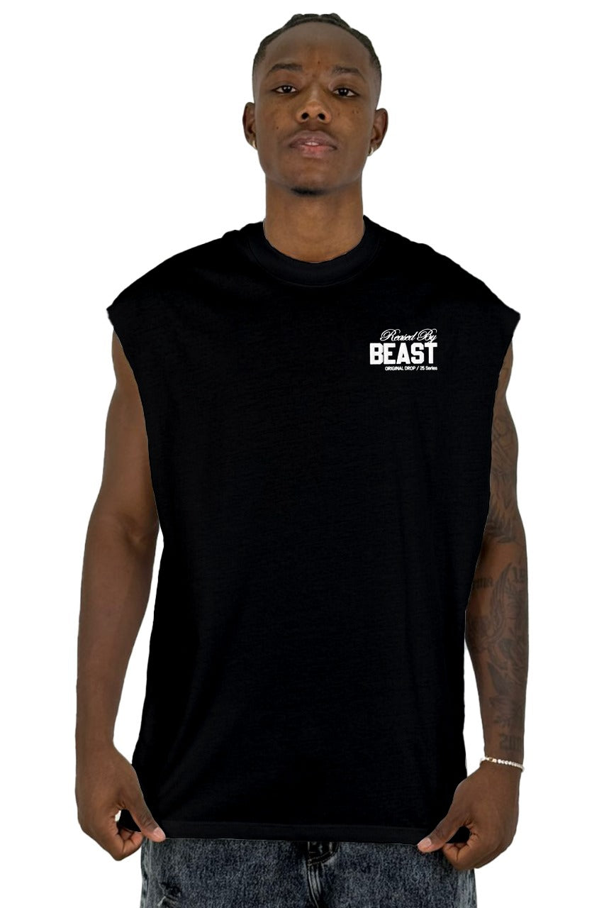 Camisilla Negra Raised By Beast Alto Gramaje