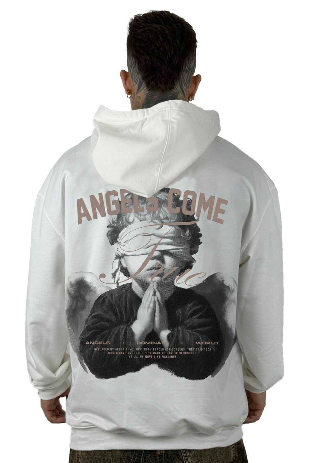 Buzo Capucha Color Crudo Angels Come