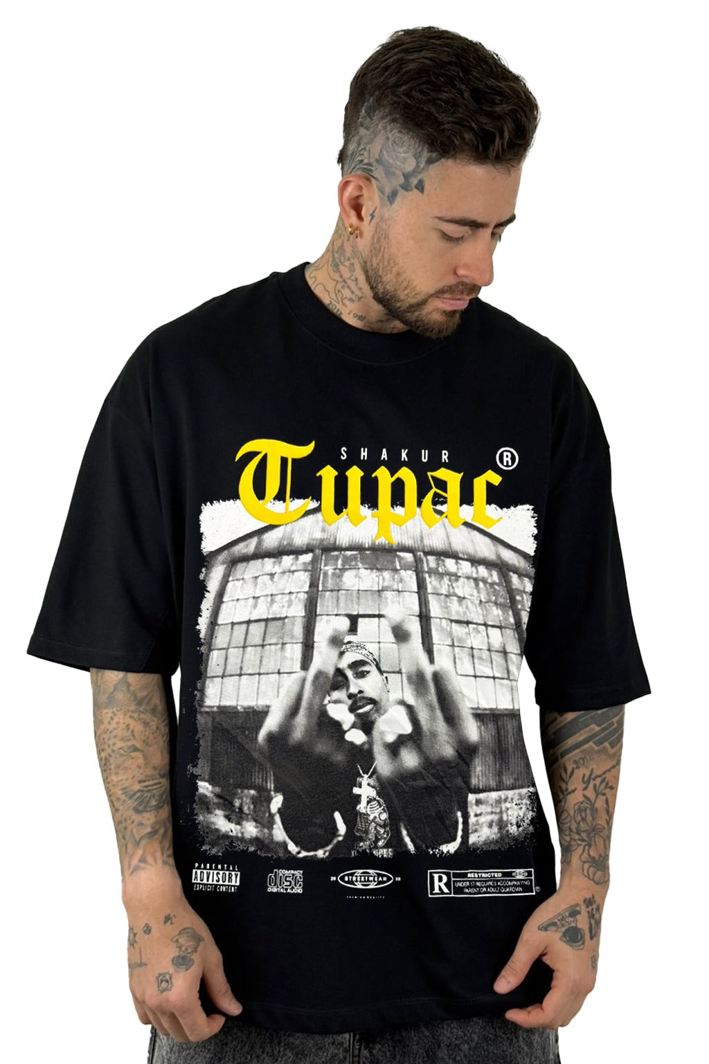 Oversize Negra Tupac Life Alto Gramaje