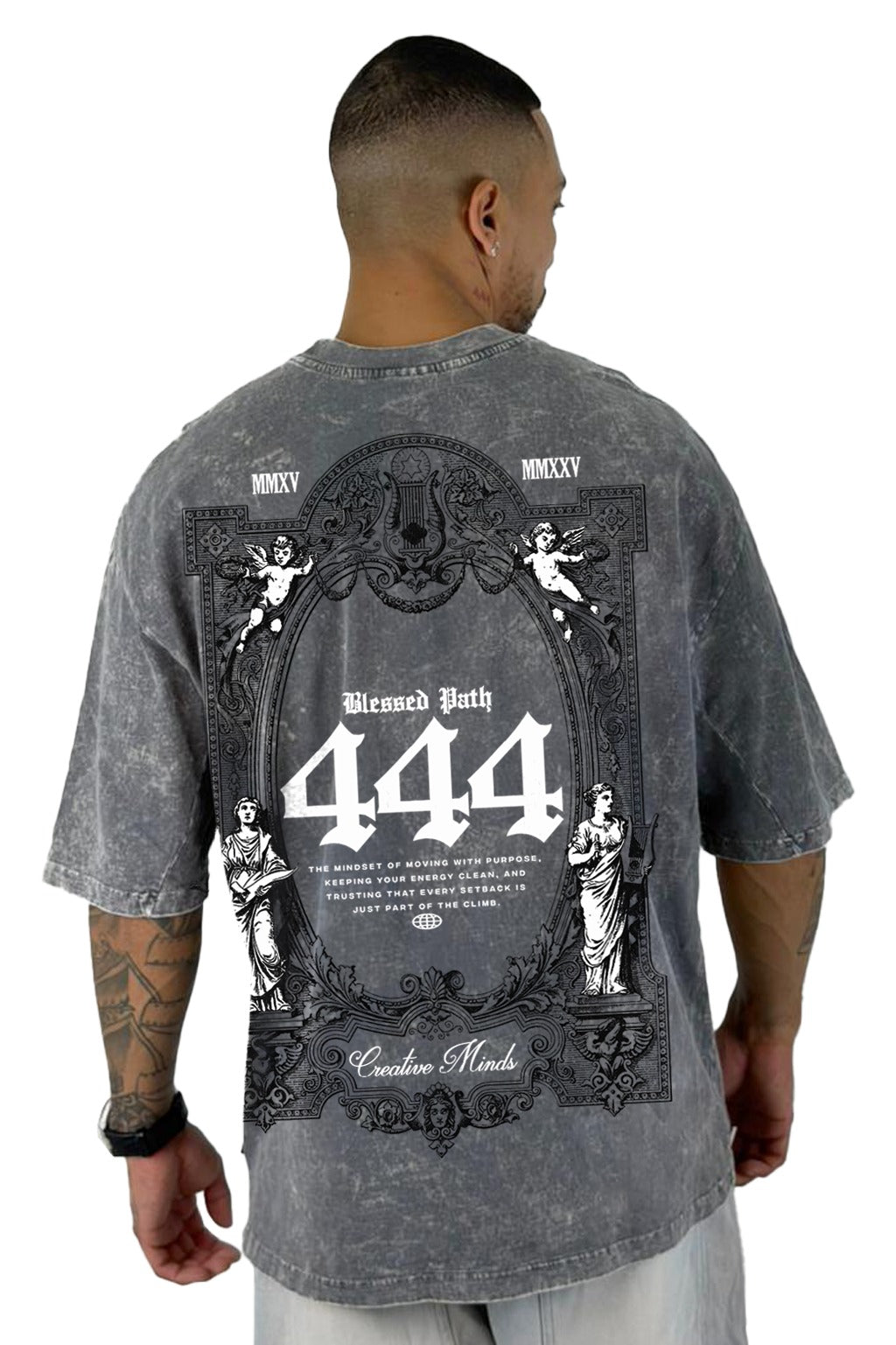 Oversize sky gris Blessed  Path 444 alto gramaje