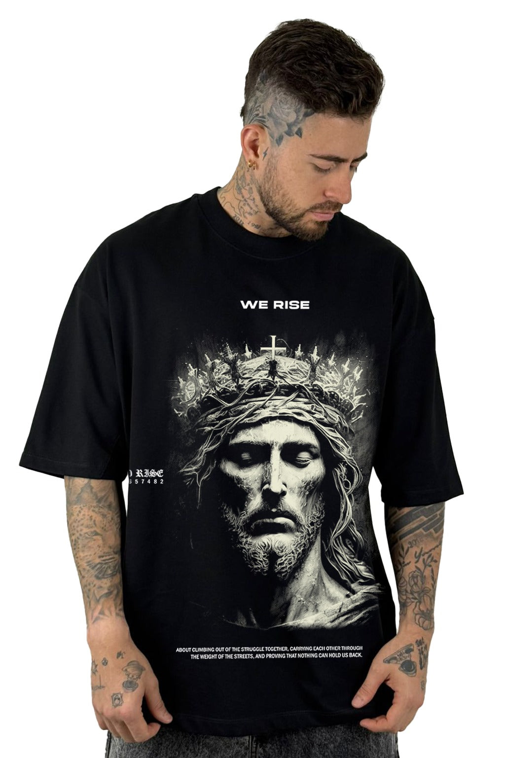 Oversize Negra We Rise alto gramaje