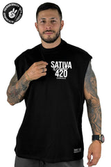 Camisilla Negra Sativa Alto Gramaje