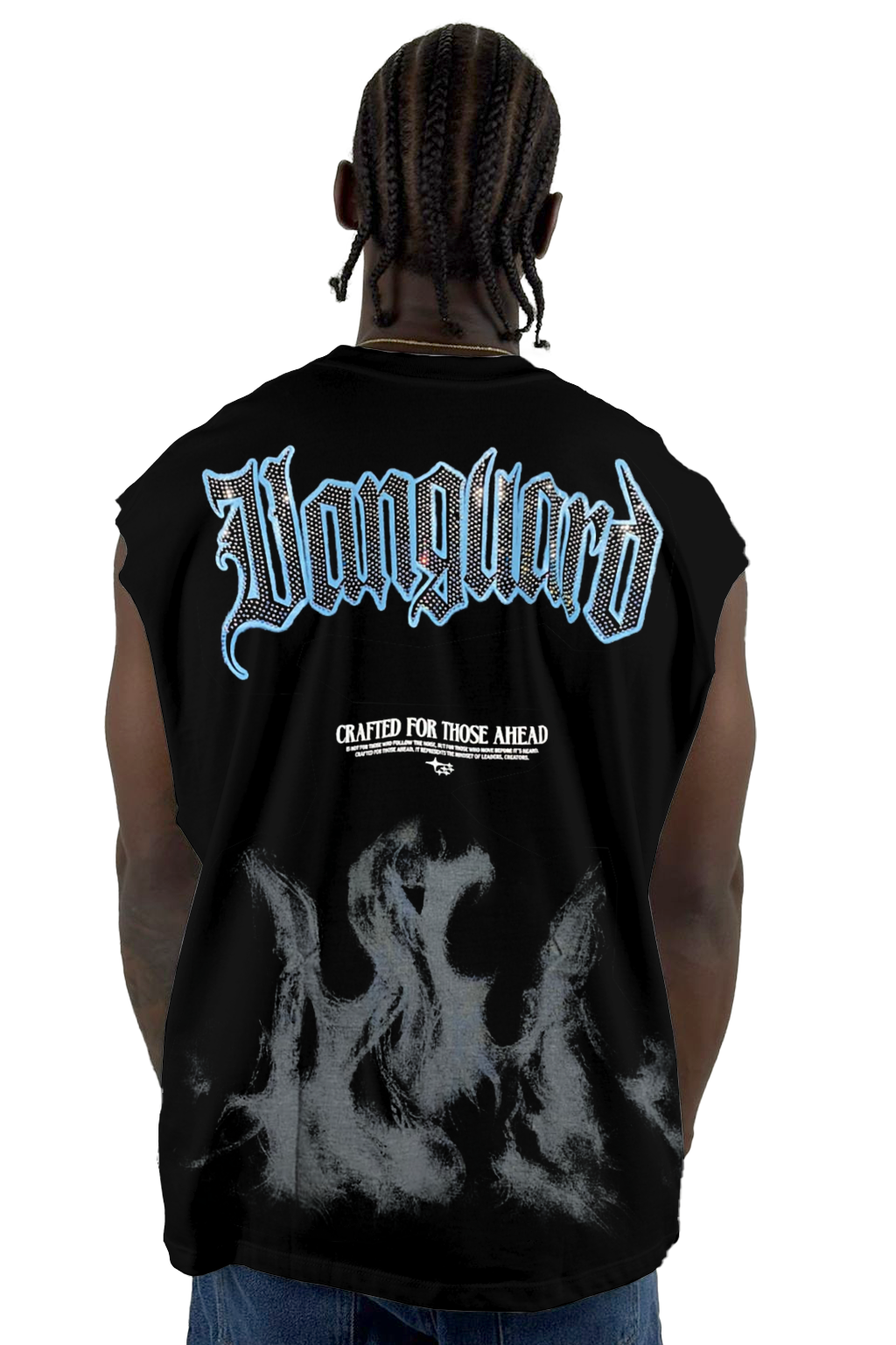 Camisilla Negra Vanguard Con Cristales Alto Gramaje