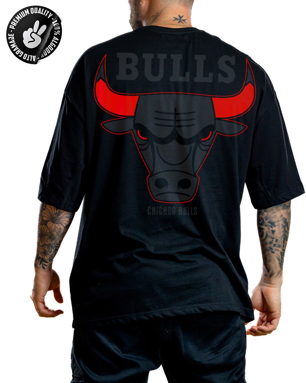 Oversize alto gramaje negra chicago bulls