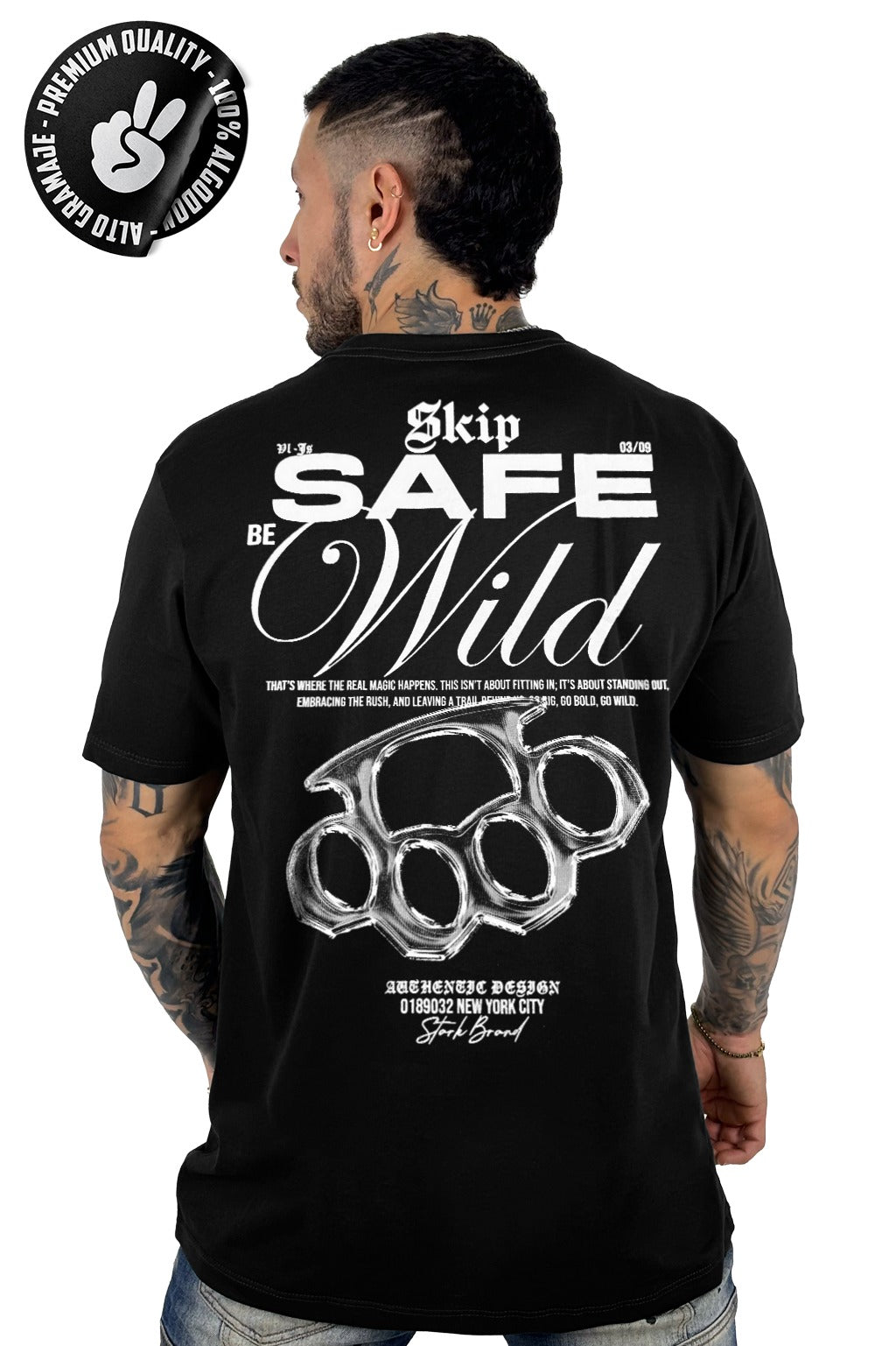 Camiseta negra skin face Alto Gramaje