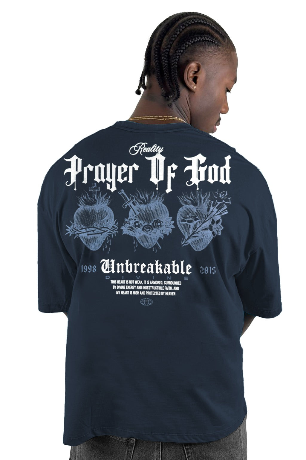 Oversize azul prayer of god alto gramaje