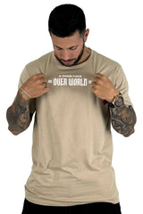 camiseta beige over world alto gramaje