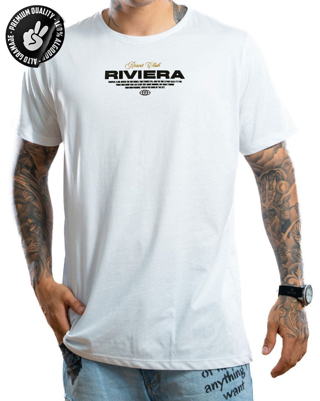 Camiseta alto gramaje blanco riviera