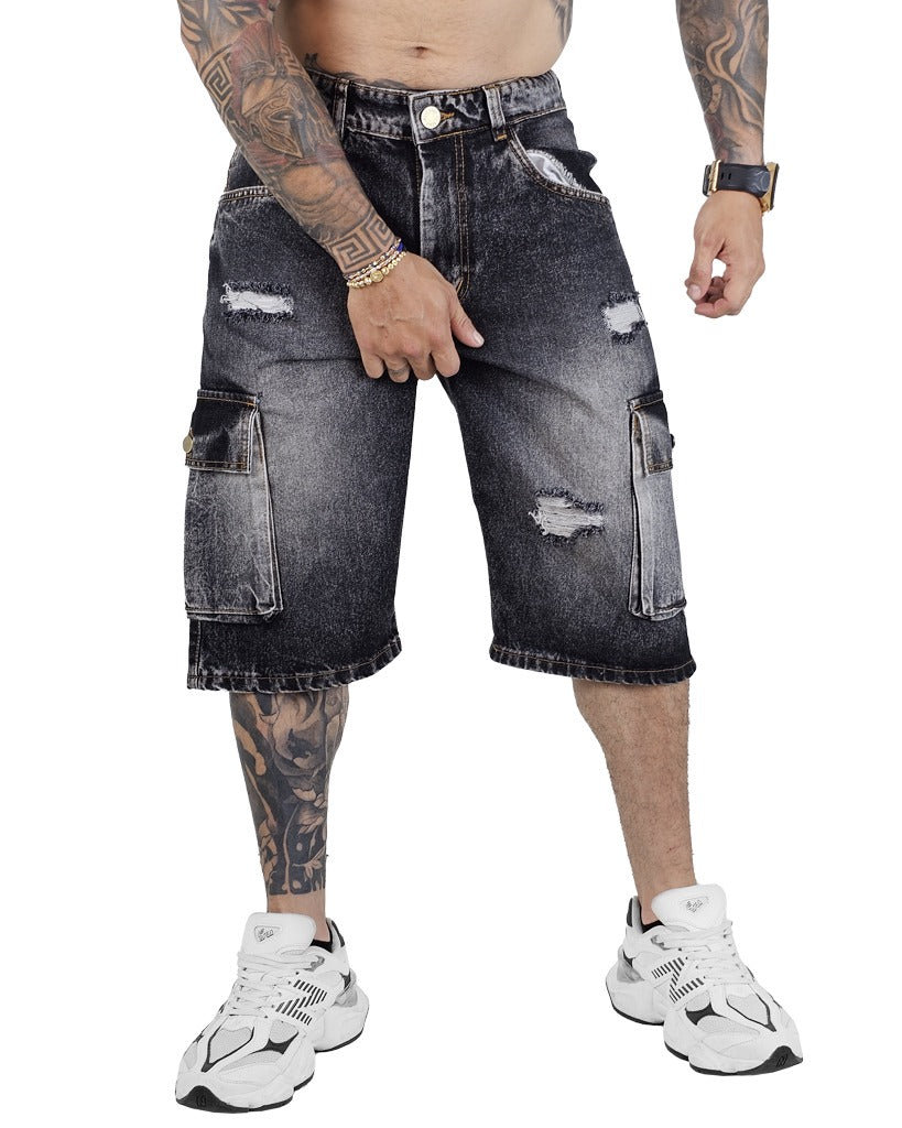 Bermuda Negro Cargo Basico 0011-2