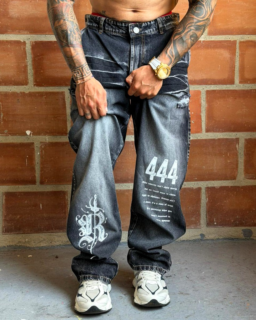 Jean Baggy negro bigotes stamp 444