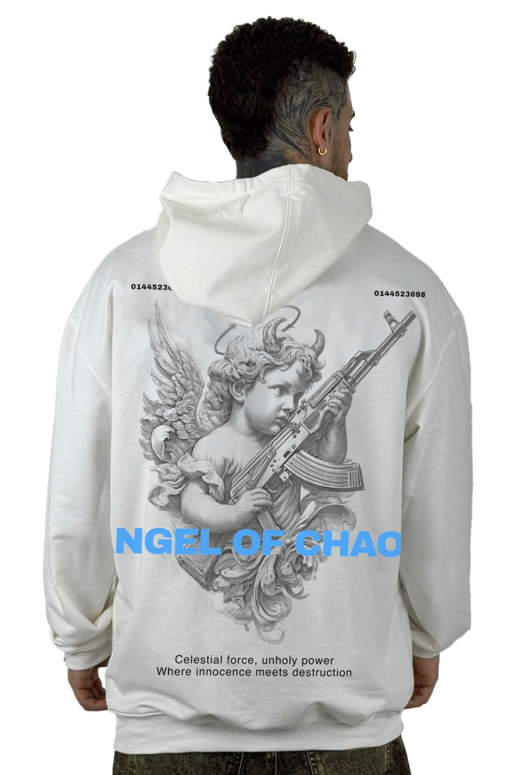 Buzo Capucha Color Crudo Angel Of Chaos 111