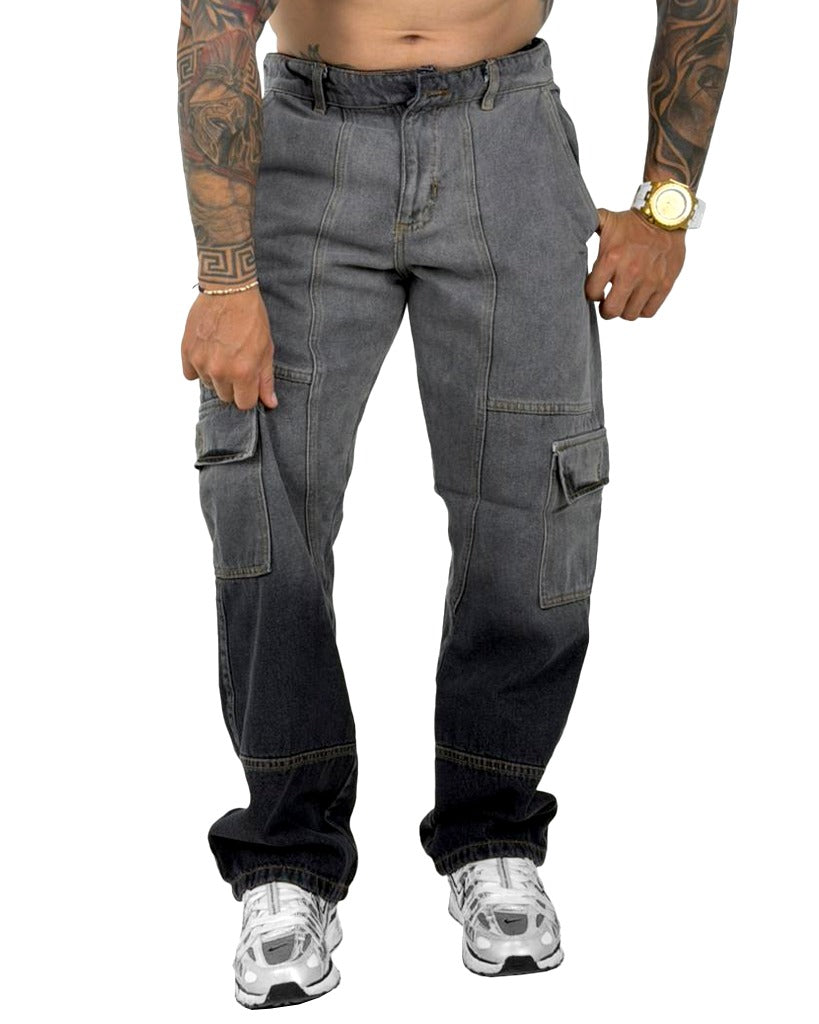 Jean Baggy corte vert gris sumergido