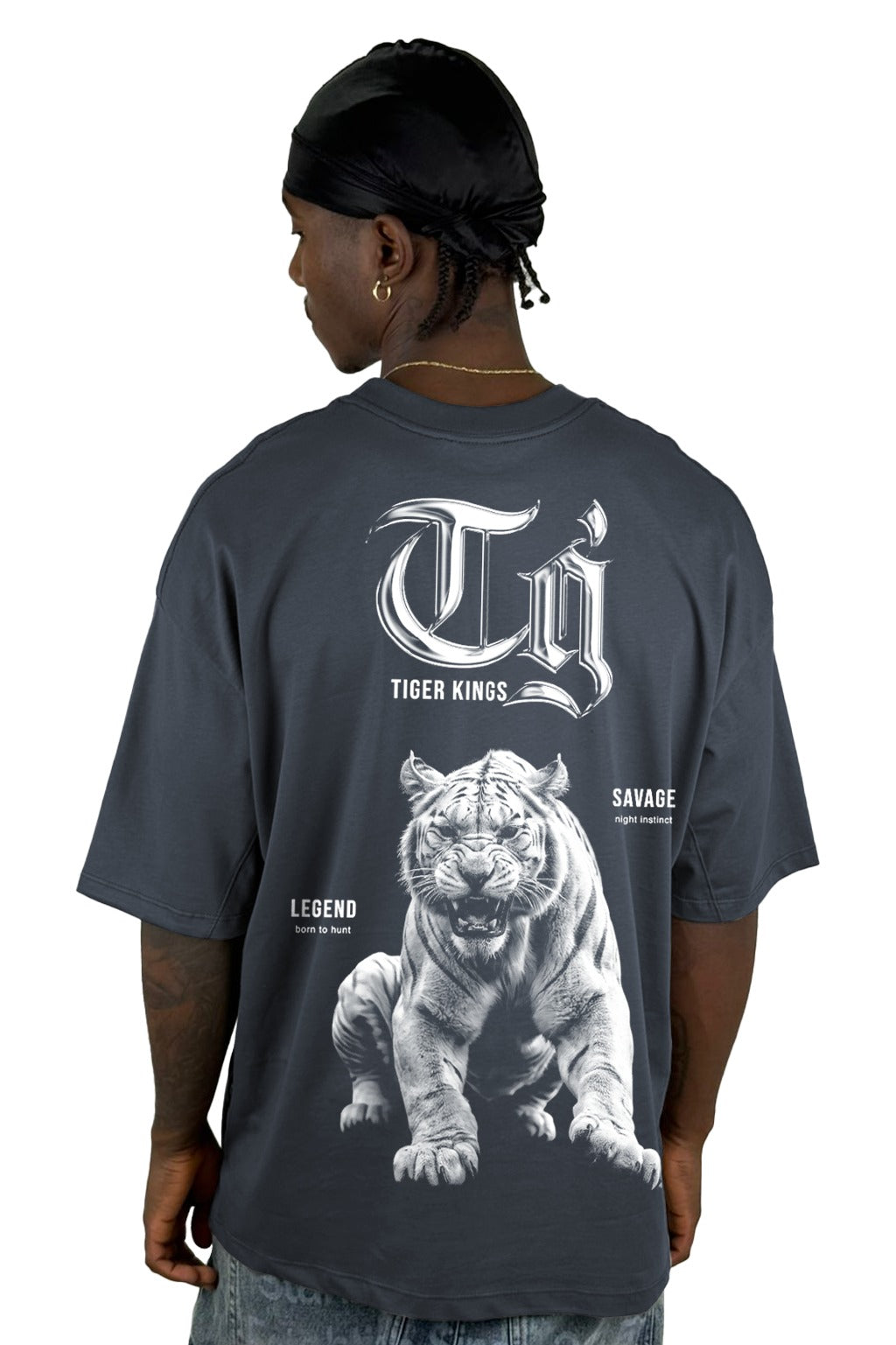 Oversize gris tiger king oscuro