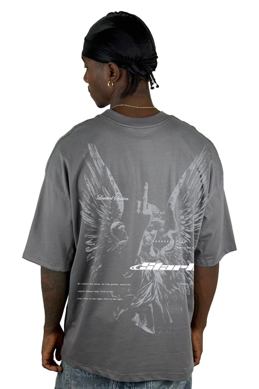 Oversize Gris Stark angels Rebels alto gramaje