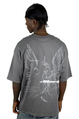 Oversize Gris Stark angels Rebels alto gramaje