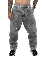 Jean baggy gris claro piedras cruz