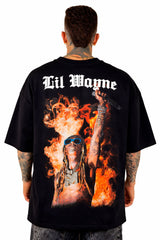 Oversize Negra Lil Wayne Fuego Alto Gramaje