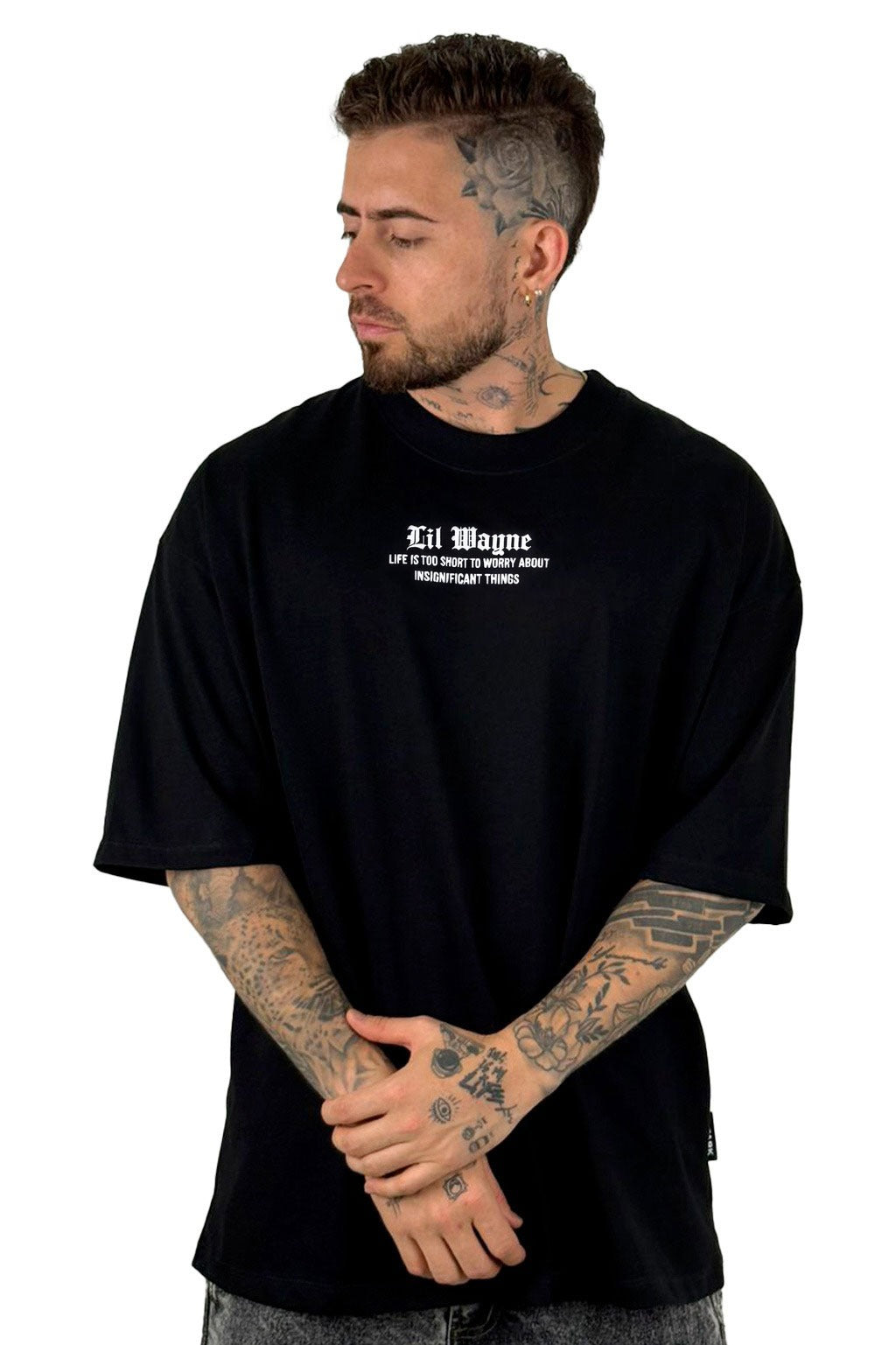 Oversize Negra Lil Wayne Fuego Alto Gramaje
